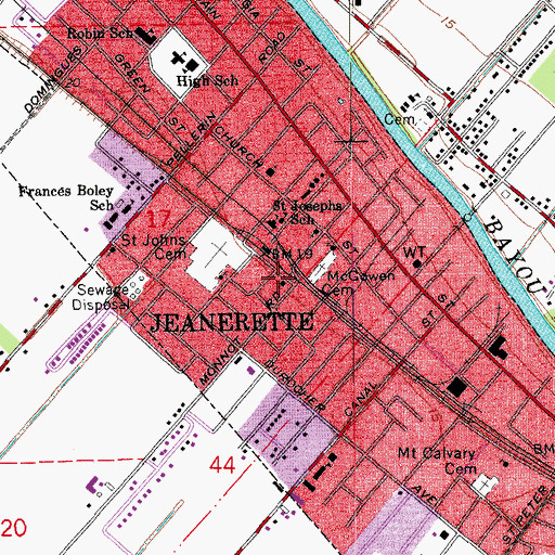 Topographic Map of Saint Paul United Methodist Church, LA