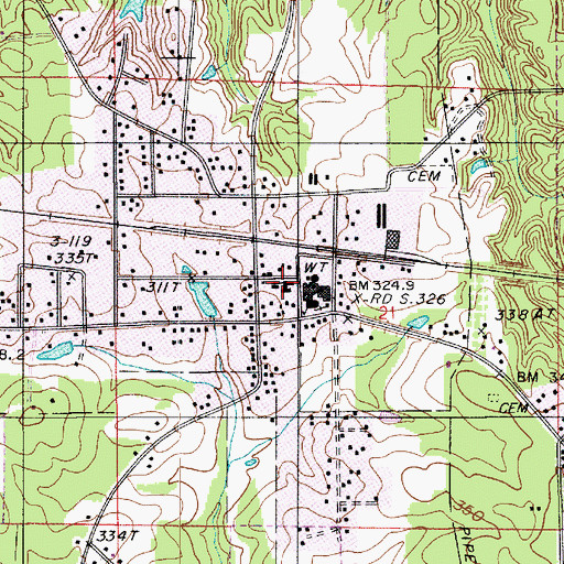 Topographic Map of Simsboro Baptist Church, LA