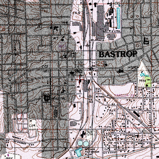 Topographic Map of Bastrop City Hall, LA