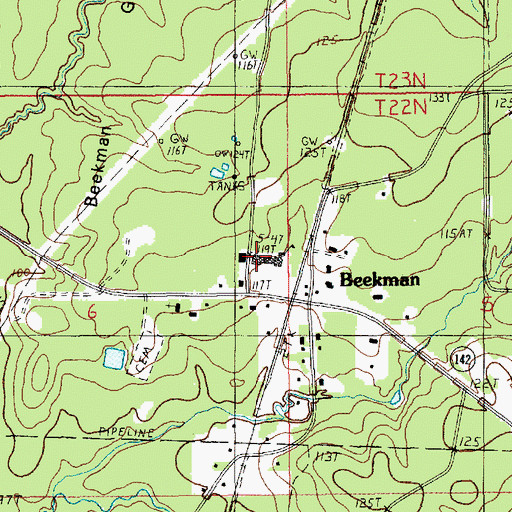 Topographic Map of Beekman Junior High School, LA