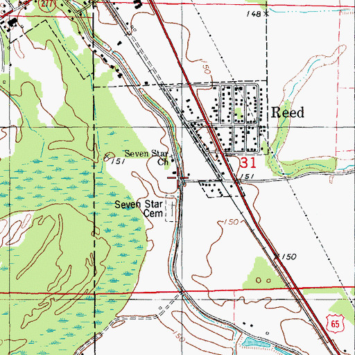 Topographic Map of Seven Star Church, AR