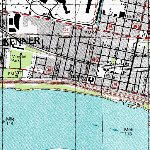 Topographic Map of Oakland Baptist Church, LA