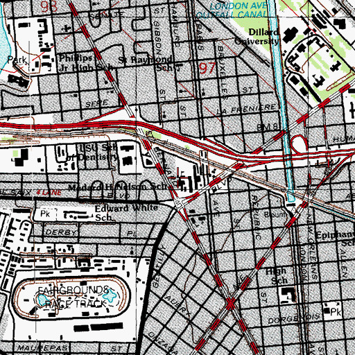 Topographic Map of Medard H Nelson Charter School, LA