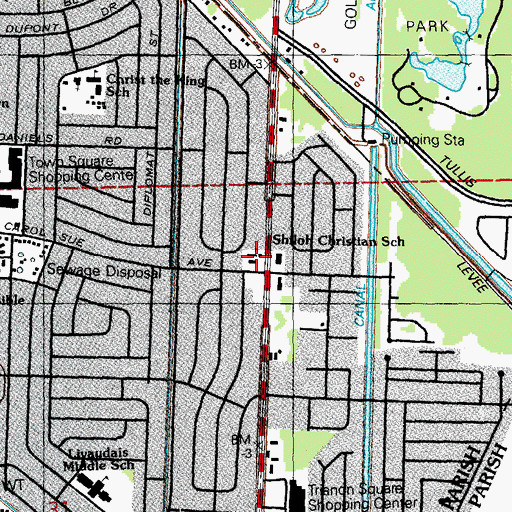 Topographic Map of Shiloh Christian School, LA