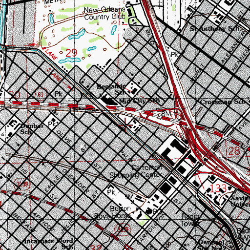Topographic Map of Saint John Vianney School, LA