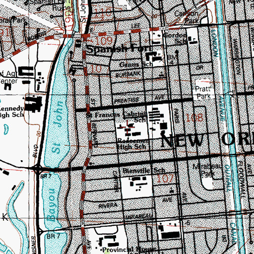 Topographic Map of Redeemer Seton High School (historical), LA