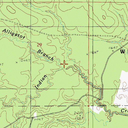 Topographic Map of Alligator Branch, LA