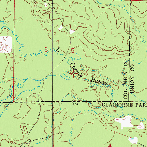 Topographic Map of Bond Creek, AR