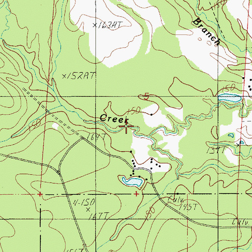 Topographic Map of Caney Branch, LA