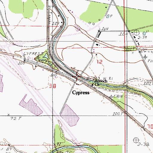 Topographic Map of Cypress, LA