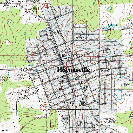 Topographic Map of Haynesville, LA