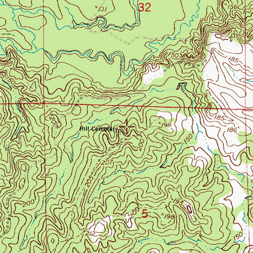 Topographic Map of Hill Cemetery, LA