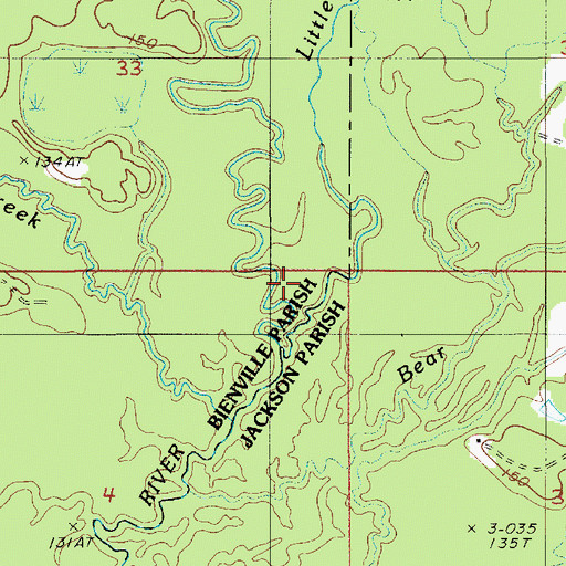 Topographic Map of Little Dugdemona River, LA