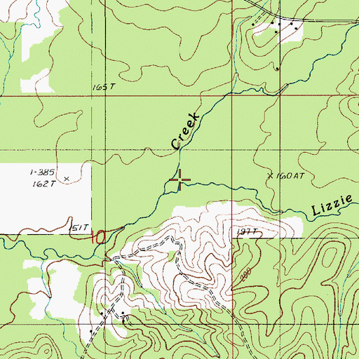 Topographic Map of Lizzie Creek, LA