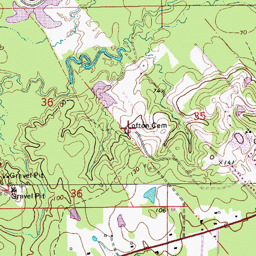 Topographic Map of Lofton Cemetery, LA