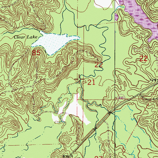 Topographic Map of Mary Branch, LA