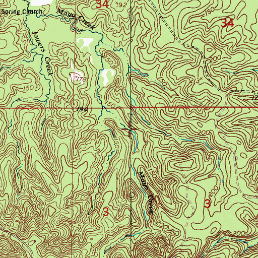 Topographic Map of Mayo Creek, LA