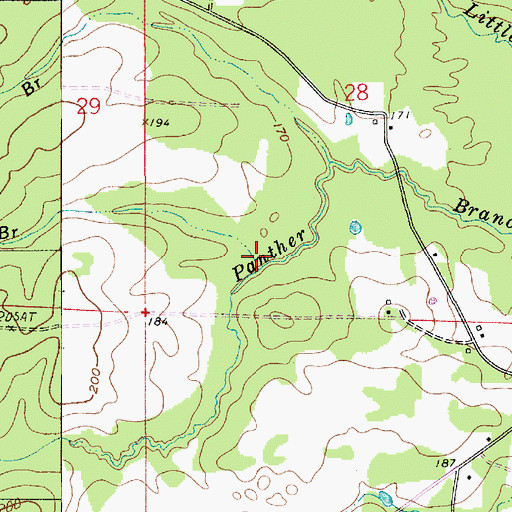 Topographic Map of Oakey Branch, LA