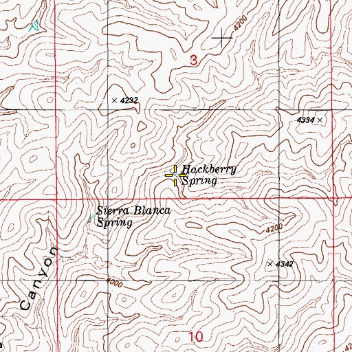 Topographic Map of Hackberry Spring, AZ
