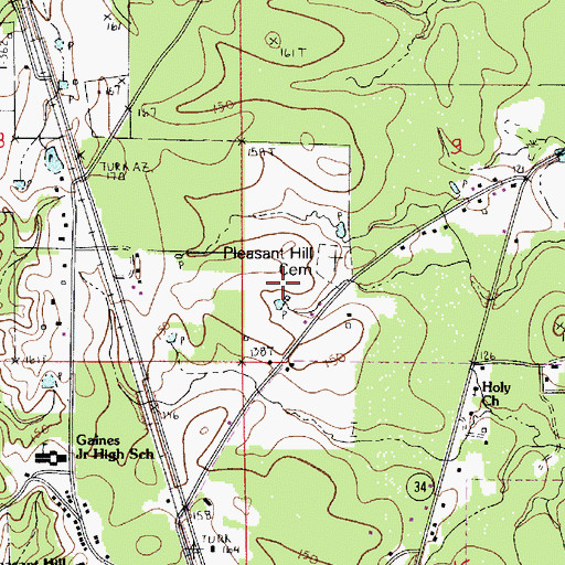 Topographic Map of Pleasant Hill Cemetery, LA