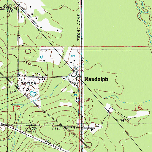 Topographic Map of Randolph, LA