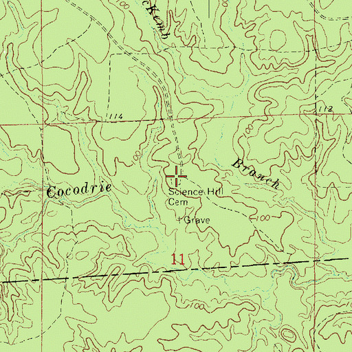 Topographic Map of Science Hill Cemetery, LA