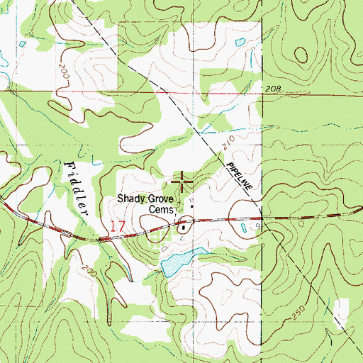 Topographic Map of Shady Grove Cemetery, LA