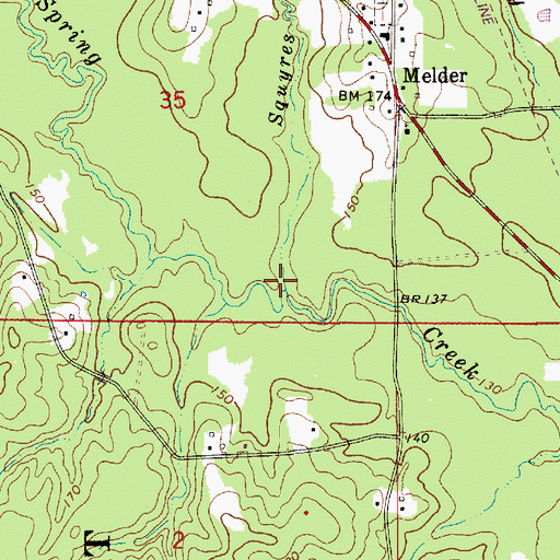 Topographic Map of Squyres Branch, LA