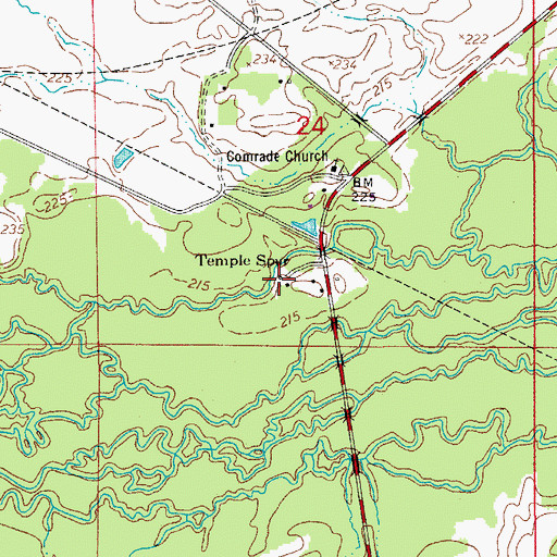Topographic Map of Temple Spur, LA