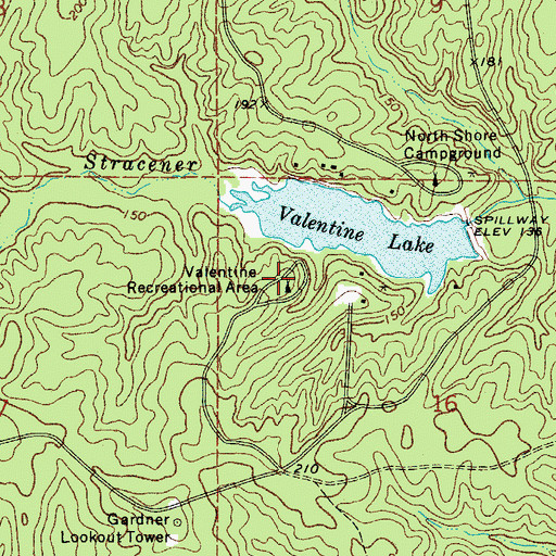 Topographic Map of Valentine Recreation Area, LA