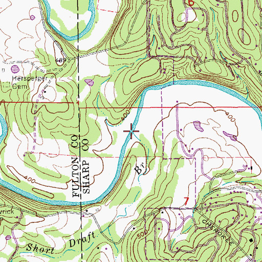 Topographic Map of Short Draft Branch, AR