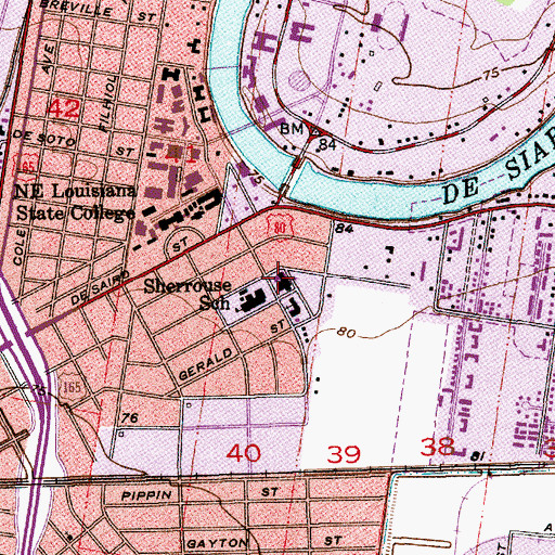 Topographic Map of College Place Baptist Church, LA