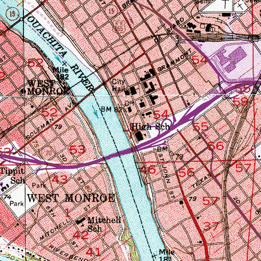 Topographic Map of Fort Miro (historical), LA