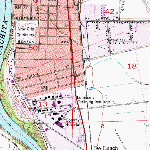 Topographic Map of Mount Nebo Baptist Church, LA