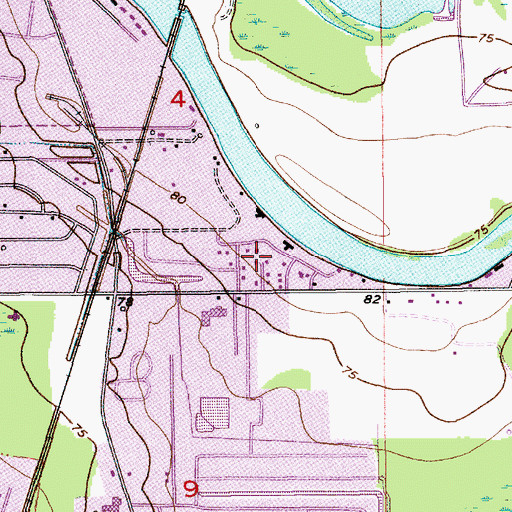 Topographic Map of Pecan Bayou, LA