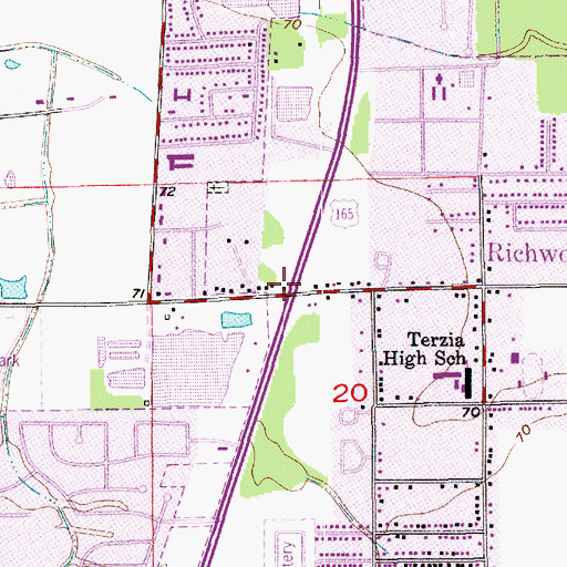 Topographic Map of Richwood, LA