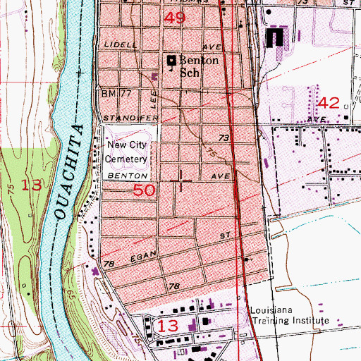 Topographic Map of Saint Josephs Catholic Church, LA