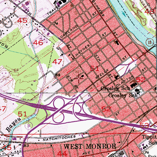 Topographic Map of Saint Paschal School (historical), LA