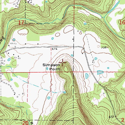 Topographic Map of Simpson Point, AR