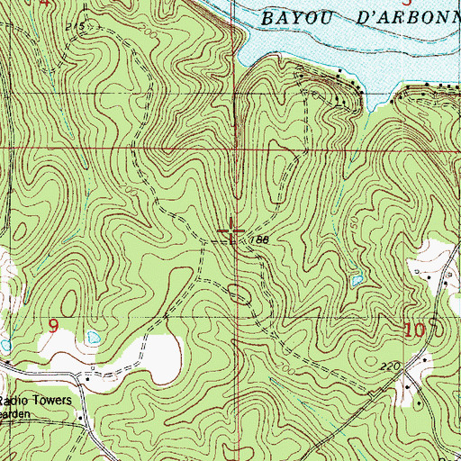 Topographic Map of Bayou D'Arbonne Gas Field, LA