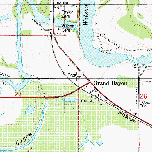 Topographic Map of Wilson Cemetery, LA