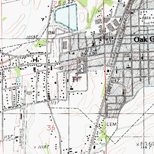 Topographic Map of Oak Grove Elementary School, LA