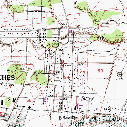 Topographic Map of Chinquapin Park, LA