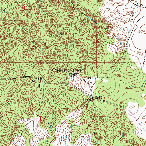 Topographic Map of Gorum Lookout Tower, LA