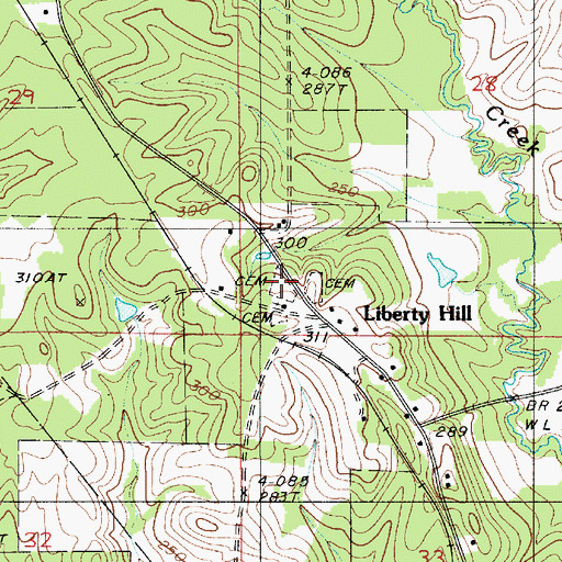 Topographic Map of Liberty Hill Cemetery, LA
