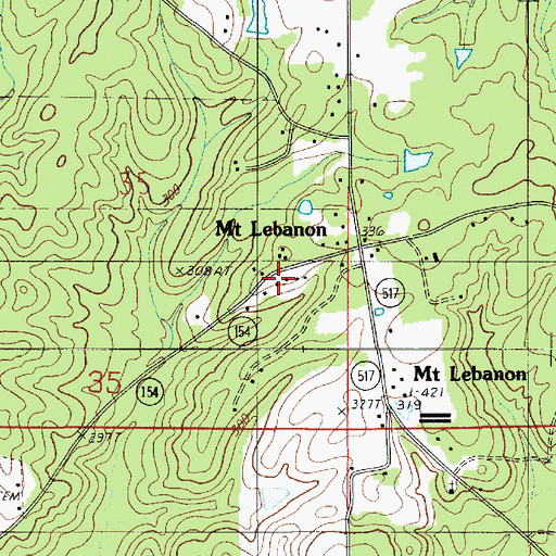Topographic Map of Mount Lebanon Baptist Church, LA
