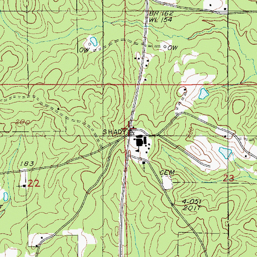 Topographic Map of Shady, LA