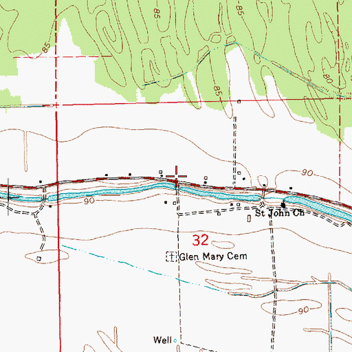Topographic Map of Glen May Plantation, LA