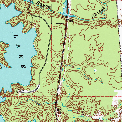 Topographic Map of Omo (historical), LA