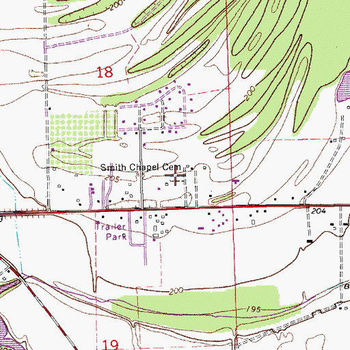 Topographic Map of Smith Chapel Cemetery, AR